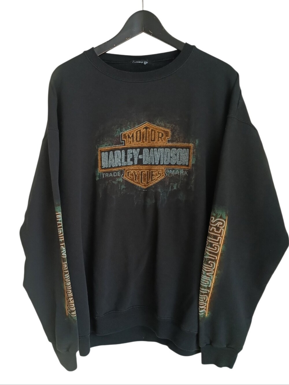 Vintage Harley Davidson Roma Italy Colosseum Crewneck Sweatshirt Black 25.5"x27"